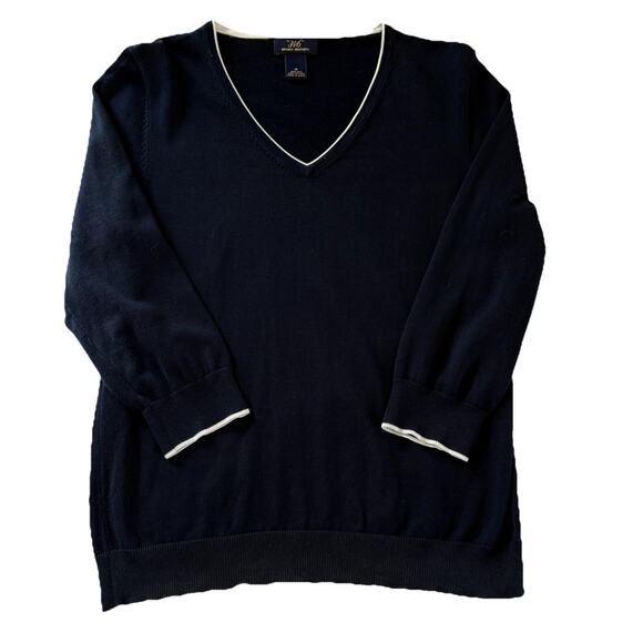 Brooks Brothers Women’s 3/4 Sleeve V-Neck Dark Navy Blue Silk Blend Sweater Sz M - Picture 5 of 12